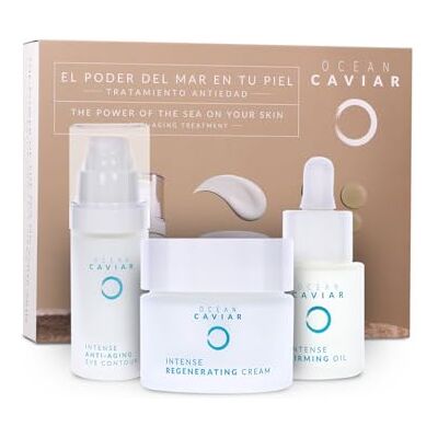 Noche Y Dia OCEAN CAVIAR Anti-Aging-Gesichtsbehandlung mit Kaviar-Extrakt und Hyaluronsäure, für Damen und Herren, Ergebnisse, strahlende Haut, Marke: Nacht und Tag, enthält 3 Produkte Noche Y Dia OCEAN CAVIAR Anti-Aging-Gesichtsbehandlung mit Kaviar-Extrakt und Hyaluronsäure, für Damen und Herren, Ergebnisse, strahlende Haut, Marke: Nacht und Tag, enthält 3 Produkte