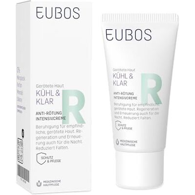 EUBOS KÜHL & KLAR ANTI-RÖTUNG, Intensivcreme, Beruhigende Pflege für empfindliche, zu Rötungen neigende Haut, Reduziert Falten, Von Dermatologen empfohlen, 30ml EUBOS KÜHL & KLAR ANTI-RÖTUNG, Intensivcreme, Beruhigende Pflege für empfindliche, zu Rötungen neigende Haut, Reduziert Falten, Von Dermatologen empfohlen, 30ml