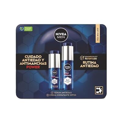 NIVEA MEN POWER Anti-Aging-Pack Power – Feuchtigkeitsspendende Gesichtscreme LSF30, 50 ml + 2-in-1-Gesichtsserum gegen Flecken und Falten, 30 ml, mit patentiertem Luminous630 und Hyaluronsäure, für NIVEA MEN POWER Anti-Aging-Pack Power – Feuchtigkeitsspendende Gesichtscreme LSF30, 50 ml + 2-in-1-Gesichtsserum gegen Flecken und Falten, 30 ml, mit patentiertem Luminous630 und Hyaluronsäure, für