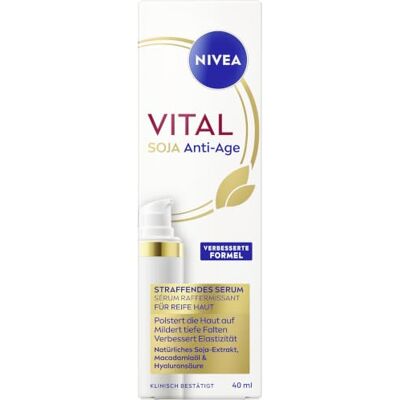 NIVEA Vital SOJA Anti-Age Straffendes Serum, intensives Feuchtigkeitsserum mit natürlichem Soja-Extrakt und Hyaluronsäure, straffende Gesichtspflege für reife Haut (40 ml) NIVEA Vital SOJA Anti-Age Straffendes Serum, intensives Feuchtigkeitsserum mit natürlichem Soja-Extrakt und Hyaluronsäure, straffende Gesichtspflege für reife Haut (40 ml)
