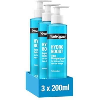 Neutrogena Hydro Boost Aqua Reinigungsgel, 3 x 200 ml Sanfte Gesichtsreinigung mit Hyaluronsäure für empfindliche Haut, Make-up Entferner für eine effektive & schonende Reinigung Neutrogena Hydro Boost Aqua Reinigungsgel, 3 x 200 ml Sanfte Gesichtsreinigung mit Hyaluronsäure für empfindliche Haut, Make-up Entferner für eine effektive & schonende Reinigung