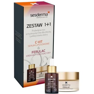 SESDERMA FERULAC + C-VIT Set – Antioxidative Gesichtspflege mit Ferulasäure & Vitamin C, Anti-Aging Creme 50 ml + Liposomales Serum 30 ml, Schutz vor Photoaging & strahlender Teint SESDERMA FERULAC + C-VIT Set – Antioxidative Gesichtspflege mit Ferulasäure & Vitamin C, Anti-Aging Creme 50 ml + Liposomales Serum 30 ml, Schutz vor Photoaging & strahlender Teint