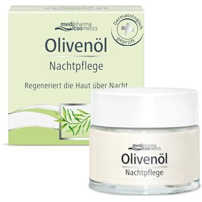 Medipharma Cosmetics Olivenöl Nachtcreme mit Ceramiden & Vitamin A – Reichhaltige Nachtpflege für trockene bis sehr trockene Haut, dermatologisch getestet, 50ml Medipharma Cosmetics Olivenöl Nachtcreme mit Ceramiden & Vitamin A – Reichhaltige Nachtpflege für trockene bis sehr trockene Haut, dermatologisch getestet, 50ml