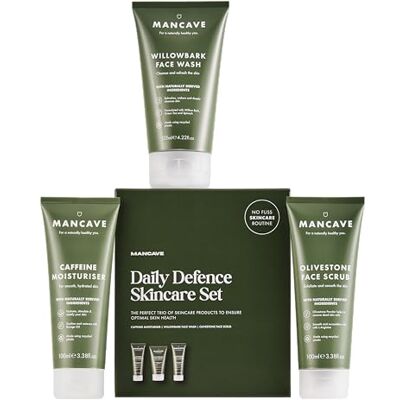 ManCave Gesichtspflege Set Herren 3-Teilig Geschenkset Männer mit Waschgel, Peeling & Feuchtigkeitscreme Natürliche Hautpflege Männer Vegan Pflegeset Geschenk ManCave Gesichtspflege Set Herren 3-Teilig Geschenkset Männer mit Waschgel, Peeling & Feuchtigkeitscreme Natürliche Hautpflege Männer Vegan Pflegeset Geschenk
