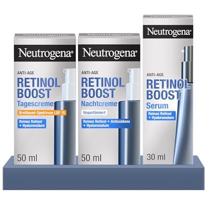 Neutrogena Retinol Boost Anti-Aging Set mit Tagescreme, Nachtcreme & Serum Anti-Age Tagescreme LSF 15- 50ml, Nachtcreme 50ml & Serum 30ml, mit Retinol & Hyaluronsäure gegen Falten & Pigmentflecken Neutrogena Retinol Boost Anti-Aging Set mit Tagescreme, Nachtcreme & Serum Anti-Age Tagescreme LSF 15- 50ml, Nachtcreme 50ml & Serum 30ml, mit Retinol & Hyaluronsäure gegen Falten & Pigmentflecken