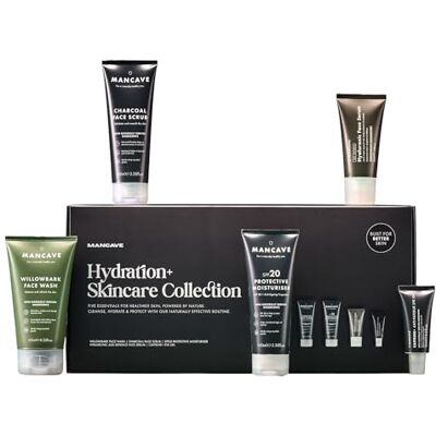 ManCave Hydration Hautpflege Set Herren Gesichtspflege Geschenkset für Männer mit Reiniger, Serum & Creme Anti Aging Feuchtigkeitspflege Vegan Mit Kulturbeutel ManCave Hydration Hautpflege Set Herren Gesichtspflege Geschenkset für Männer mit Reiniger, Serum & Creme Anti Aging Feuchtigkeitspflege Vegan Mit Kulturbeutel