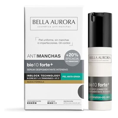 BELLA AURORA BIO10 FORTE+ Serum zur Entfernung von Mischhaut und Fett, reduziert Flecken, Poren und Glanz, mit B-Core 221TM und Tranexamsäure, UVA-, UVB-Schutz, IR- und Blaulichtschutz, 30 ml BELLA AURORA BIO10 FORTE+ Serum zur Entfernung von Mischhaut und Fett, reduziert Flecken, Poren und Glanz, mit B-Core 221TM und Tranexamsäure, UVA-, UVB-Schutz, IR- und Blaulichtschutz, 30 ml