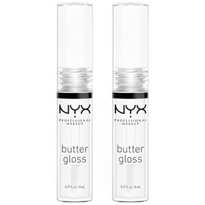NYX PROFESSIONAL MAKEUP Lipgloss mit glänzendem Finish und nicht-klebriger Formel, Butter Gloss, Clear, Doppelpack NYX PROFESSIONAL MAKEUP Lipgloss mit glänzendem Finish und nicht-klebriger Formel, Butter Gloss, Clear, Doppelpack