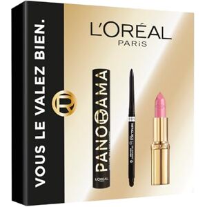 L'Oreal Paris L'Oréal Paris – Geschenkbox – Mascara Panorama All Night Black, Eyeliner Infaillible Grip Liner Schwarz, Lippenstift Color Riche Satin Rosa – tatsächliche Größen L'Oreal Paris L'Oréal Paris – Geschenkbox – Mascara Panorama All Night Black, Eyeliner Infaillible Grip Liner Schwarz, Lippenstift Color Riche Satin Rosa – tatsächliche Größen