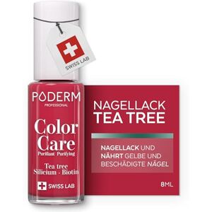 PODERM Pflegelack mit Tea Tree Rosenrot Swiss Lab 8ML Angereichert mit Tea Tree, Silizium & Biotin Reinigt, Klärt & Nährt Gelbe Nägel Entwickelt von einer Podologin PODERM Pflegelack mit Tea Tree Rosenrot Swiss Lab 8ML Angereichert mit Tea Tree, Silizium & Biotin Reinigt, Klärt & Nährt Gelbe Nägel Entwickelt von einer Podologin