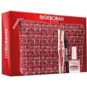 DEBORAH Milano Geschenkset für Damen, Augentasche, inklusive Instant Maxi Volume Mascara mit Granatapfelöl, Eyeliner 48 Stunden extra schwarz und Nagellack 8,5 ml, Nr. 7 DEBORAH Milano Geschenkset für Damen, Augentasche, inklusive Instant Maxi Volume Mascara mit Granatapfelöl, Eyeliner 48 Stunden extra schwarz und Nagellack 8,5 ml, Nr. 7