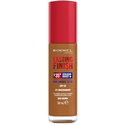Rimmel London Lasting Finish 35H 606 Sienna Foundation, langanhaltend, feuchtigkeitsspendend, vegane Formel, hohe Deckkraft, 30 ml Rimmel London Lasting Finish 35H 606 Sienna Foundation, langanhaltend, feuchtigkeitsspendend, vegane Formel, hohe Deckkraft, 30 ml