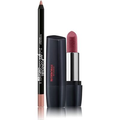 DEBORAH Milano Red Mat Lippenstift-Set mit Kollagen und Hyaluronsäure, 17 First Kiss, 4,5 g und 2-in-1-Lippenstift, Gel Contour&Color, 01 Nude Rose, hochpigmentiert und wasserfest, 1,3 g DEBORAH Milano Red Mat Lippenstift-Set mit Kollagen und Hyaluronsäure, 17 First Kiss, 4,5 g und 2-in-1-Lippenstift, Gel Contour&Color, 01 Nude Rose, hochpigmentiert und wasserfest, 1,3 g