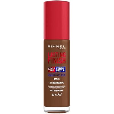 Rimmel London Lasting Finish 35H 710 Deep Mahogany Foundation, langanhaltend, feuchtigkeitsspendend, vegane Formel, hohe Deckkraft, 30 ml Rimmel London Lasting Finish 35H 710 Deep Mahogany Foundation, langanhaltend, feuchtigkeitsspendend, vegane Formel, hohe Deckkraft, 30 ml