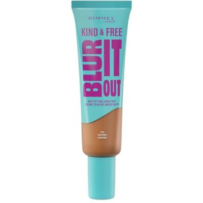 Rimmel London Kind & Free BLUR IT OUT Mattierende Foundation, 450, Caramel, Ganztägiger Glanzkontrolle, Make-up mit leichtem Matt-Finish, 30 ml Rimmel London Kind & Free BLUR IT OUT Mattierende Foundation, 450, Caramel, Ganztägiger Glanzkontrolle, Make-up mit leichtem Matt-Finish, 30 ml