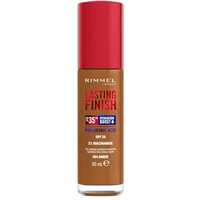 Rimmel London Lasting Finish 35H 504 Amber Foundation, langanhaltend, feuchtigkeitsspendend, vegane Formel, hohe Deckkraft, 30 ml Rimmel London Lasting Finish 35H 504 Amber Foundation, langanhaltend, feuchtigkeitsspendend, vegane Formel, hohe Deckkraft, 30 ml