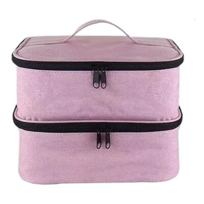 ZGCrumphant Nagellack Organizer Nagellack-Aufbewahrungstasche, Tasche for ätherische Öle, tragbares Kosmetik-Nagelpflege-Set, Nagelpflege-Werkzeug, Aufbewahrungsbox, doppellagig, 30 Fächer Nageltechnik(Pink) ZGCrumphant Nagellack Organizer Nagellack-Aufbewahrungstasche, Tasche for ätherische Öle, tragbares Kosmetik-Nagelpflege-Set, Nagelpflege-Werkzeug, Aufbewahrungsbox, doppellagig, 30 Fächer Nageltechnik(Pink)