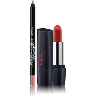 DEBORAH Milano – Make-up-Set Red Mat Lippenstift mit Kollagen und Hyaluronsäure, 3 Geranium, 4,5 g und 2-in-1-Lippenstift, Gel Contour&Color, 01 Nude Rose, hochpigmentiert und wasserfest, 1,3 g DEBORAH Milano – Make-up-Set Red Mat Lippenstift mit Kollagen und Hyaluronsäure, 3 Geranium, 4,5 g und 2-in-1-Lippenstift, Gel Contour&Color, 01 Nude Rose, hochpigmentiert und wasserfest, 1,3 g