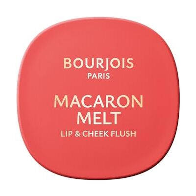 Bourjois Macaron Melt Lip & Cheek Flush, 3 Peach Tatin Rouge, elastische Textur aus Cremepuder, samtig, leichte Formel, integrierter Spiegel, 8 g Bourjois Macaron Melt Lip & Cheek Flush, 3 Peach Tatin Rouge, elastische Textur aus Cremepuder, samtig, leichte Formel, integrierter Spiegel, 8 g