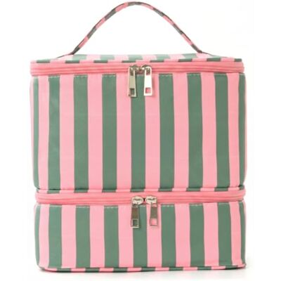 Vistnale Nagellack-Organizer-Tasche Nagellack-Organizer-Tasche, zweilagige Vorräte mit Mehreren Fächern, Nagelset mit großem Fassungsvermögen, grüne Streifen Vistnale Nagellack-Organizer-Tasche Nagellack-Organizer-Tasche, zweilagige Vorräte mit Mehreren Fächern, Nagelset mit großem Fassungsvermögen, grüne Streifen