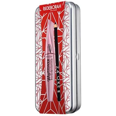 DEBORAH Milano Geschenkset für Damen, Make-up-Augen aus Zinn, inkl. Mascara My Power Volumen und Bleistift 24 Stunden 251 Black, Nr. 7 DEBORAH Milano Geschenkset für Damen, Make-up-Augen aus Zinn, inkl. Mascara My Power Volumen und Bleistift 24 Stunden 251 Black, Nr. 7