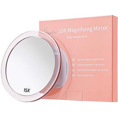SANTOO 15X Vergrößerungs Spiegel (15cm) mit 3 Befestigungssaugnäpfen für präzise Makeup Augenbrauen/Pinzetten Mitesser/Schönheitsfehlerentfernung Badezimmer/Reise Makeup Spiegel SANTOO 15X Vergrößerungs Spiegel (15cm) mit 3 Befestigungssaugnäpfen für präzise Makeup Augenbrauen/Pinzetten Mitesser/Schönheitsfehlerentfernung Badezimmer/Reise Makeup Spiegel