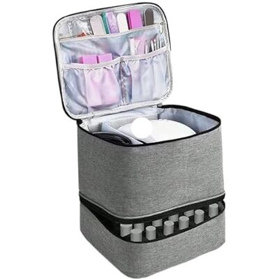 ZGCrumphant Nagellack Organizer Nagellack-Aufbewahrungstasche, Tasche for ätherische Öle, tragbares Kosmetik-Nagelpflege-Set, Aufbewahrungsbox for Nagelpflege-Werkzeug, doppellagig, 30 Fächer(Grey) ZGCrumphant Nagellack Organizer Nagellack-Aufbewahrungstasche, Tasche for ätherische Öle, tragbares Kosmetik-Nagelpflege-Set, Aufbewahrungsbox for Nagelpflege-Werkzeug, doppellagig, 30 Fächer(Grey)