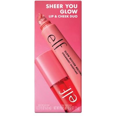 e.l.f. Sheer You Glow Lip & Cheek Duo, Blush Tint & Tinted Lip Balm Aufbaubare, transparente Farbe, feuchtigkeitsspendendes, glänzendes Finish, butterweicher Blush-Tint und Lippenbalsam, vegan e.l.f. Sheer You Glow Lip & Cheek Duo, Blush Tint & Tinted Lip Balm Aufbaubare, transparente Farbe, feuchtigkeitsspendendes, glänzendes Finish, butterweicher Blush-Tint und Lippenbalsam, vegan
