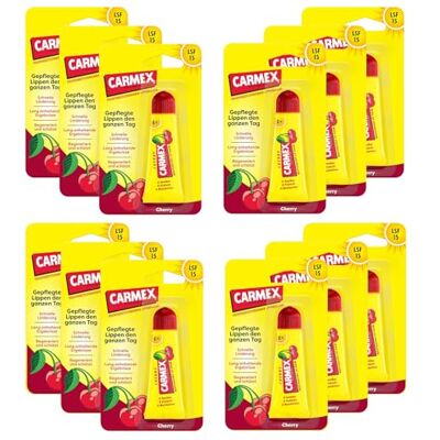 Carmex 12x 10g Cherry Tube Lippenpflege Balsam für trockene Lippen Carmex 12x 10g Cherry Tube Lippenpflege Balsam für trockene Lippen