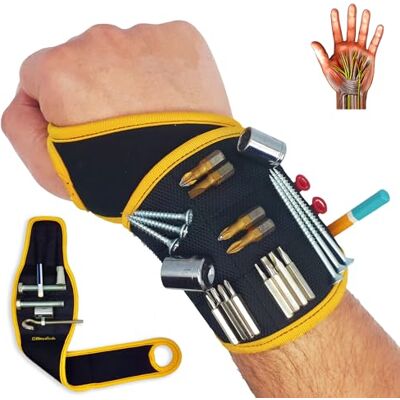 BINYATOOLS Magnetisches Armband, Schwarz, mit super starken Magneten für Schrauben, Nägel, Bohrer. Einzigartiges Handgelenkbandage-Design, Heimwerker, Elektriker BINYATOOLS Magnetisches Armband, Schwarz, mit super starken Magneten für Schrauben, Nägel, Bohrer. Einzigartiges Handgelenkbandage-Design, Heimwerker, Elektriker