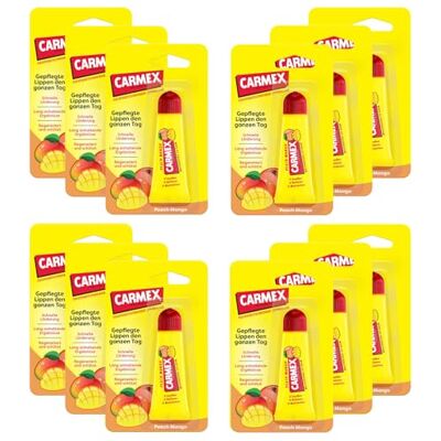 Carmex 12x 10g Peach Mango Tube Lippenbalsam für Trockene Lippen Carmex 12x 10g Peach Mango Tube Lippenbalsam für Trockene Lippen