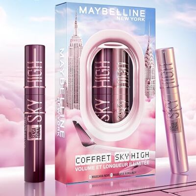 MAYBELLINE New-York Mascara Volumen & Länge – Sky High – Farbton Very Black & Burgundy Haze, 7,2 ml, 2 Stück MAYBELLINE New-York Mascara Volumen & Länge – Sky High – Farbton Very Black & Burgundy Haze, 7,2 ml, 2 Stück