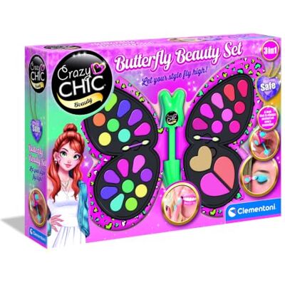 Clementoni Crazy Chic Schmetterling Beauty Set Schminkset für Kinder mit Lidschatten, Lippenfarben, Rouge, Spiegel & Applikatoren Kosmetiktasche für Kinder ab 6 Jahren 18428 Clementoni Crazy Chic Schmetterling Beauty Set Schminkset für Kinder mit Lidschatten, Lippenfarben, Rouge, Spiegel & Applikatoren Kosmetiktasche für Kinder ab 6 Jahren 18428