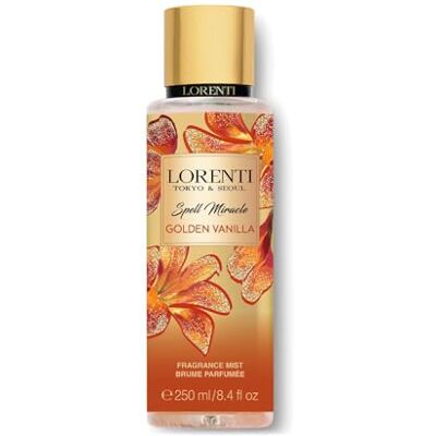 LORENTI TOKYO & SEOUL Body Mist Spray 250 ml Golden Vanilla Parfümiertes Duftspray Körper- und Haarspray für Damen Body Splash Body Mist Fragrance Mist Brume Parfumee LORENTI TOKYO & SEOUL Body Mist Spray 250 ml Golden Vanilla Parfümiertes Duftspray Körper- und Haarspray für Damen Body Splash Body Mist Fragrance Mist Brume Parfumee