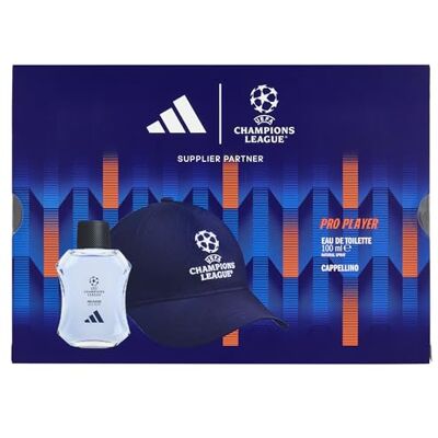Adidas , UEFA Champions League Pro Player, Eau de Toilette 100 ml und Champions League Cap Blau mit Visier Adidas , UEFA Champions League Pro Player, Eau de Toilette 100 ml und Champions League Cap Blau mit Visier