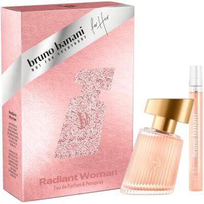 bruno banani Radiant Woman 2-tlg. festliches Geschenkset für Damen Ambriert-blumiges Duftset mit Jasmin, Tuberose und sinnlicher Vanillebasis. bruno banani Radiant Woman 2-tlg. festliches Geschenkset für Damen Ambriert-blumiges Duftset mit Jasmin, Tuberose und sinnlicher Vanillebasis.