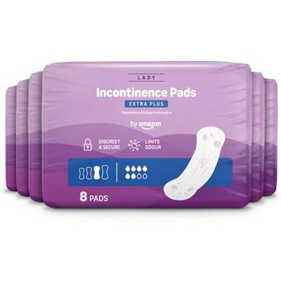 Amazon Inkontinenzeinlagen für Erwachsene Extra Plus, 48 Inkontinenzeinlagen (6 Packungen à 8 Pads), Einzeln Verpackt, Parfümfrei Amazon Inkontinenzeinlagen für Erwachsene Extra Plus, 48 Inkontinenzeinlagen (6 Packungen à 8 Pads), Einzeln Verpackt, Parfümfrei