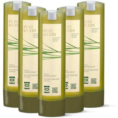 Pure ADA Cosmetics Flüssigseife 6 x 300 mL Vegan mit Melisse, Thymian & Rosmarin, SmartCare-System, alpines Spa-Ritual, harmonisch-frischer Kräuterduft, Made in Germany Pure ADA Cosmetics Flüssigseife 6 x 300 mL Vegan mit Melisse, Thymian & Rosmarin, SmartCare-System, alpines Spa-Ritual, harmonisch-frischer Kräuterduft, Made in Germany