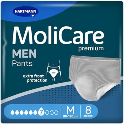 Molicare premium MEN Pants 7 Tropfen Inkontinenzhosen Größe M 8 St. 8 Paar, Einweg-Klimmzüge für Männer, für mäßiges Auslaufen, sofort trockenes Gefühl, Geruchskontrolle, hautfreundlich Molicare premium MEN Pants 7 Tropfen Inkontinenzhosen Größe M 8 St. 8 Paar, Einweg-Klimmzüge für Männer, für mäßiges Auslaufen, sofort trockenes Gefühl, Geruchskontrolle, hautfreundlich