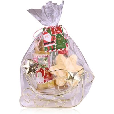 accentra Badeset HELLO WINTER in goldenem Schlitten aus Draht, inkl. Duschgel, Bodylotion, Badebombe, Duft: Frosted Cranberry, Frauen Geschenk Weihnachten accentra Badeset HELLO WINTER in goldenem Schlitten aus Draht, inkl. Duschgel, Bodylotion, Badebombe, Duft: Frosted Cranberry, Frauen Geschenk Weihnachten