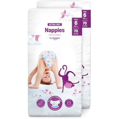 Amazon Ultra Dry Windeln Größe 6 (15+ kg) MONATSBOX, Weiß, 140 Stück (2 Packungen mit 70) (Früher Unter Der Marke Mama Bear, Identisches Produkt) Amazon Ultra Dry Windeln Größe 6 (15+ kg) MONATSBOX, Weiß, 140 Stück (2 Packungen mit 70) (Früher Unter Der Marke Mama Bear, Identisches Produkt)