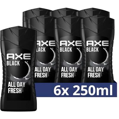 Axe 3-in-1 Duschgel & Shampoo Black für langanhaltende Frische, Duft und eine angenehme Dusche, dermatologisch getestet 6x 250 ml Axe 3-in-1 Duschgel & Shampoo Black für langanhaltende Frische, Duft und eine angenehme Dusche, dermatologisch getestet 6x 250 ml