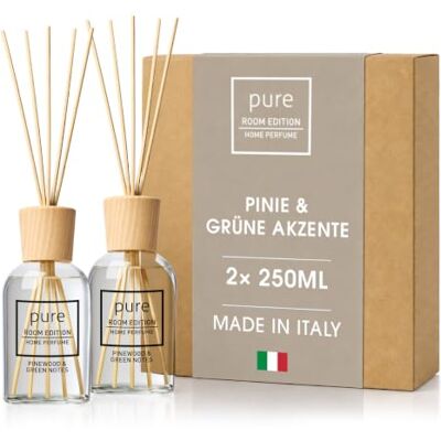 Pure 2X 250ml Pinie & grüne Akzente Raumduft natürliche Inhaltsstoffe, vegan & tierversuchsfrei, Bio-Alkohol, Diffuser mit Stäbchen hergestellt in Italien Pure 2X 250ml Pinie & grüne Akzente Raumduft natürliche Inhaltsstoffe, vegan & tierversuchsfrei, Bio-Alkohol, Diffuser mit Stäbchen hergestellt in Italien