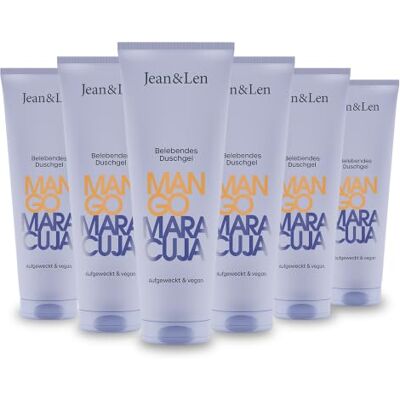 Jean & Len Duschgel Mango & Maracuja, vegan, 6 x 250 ml pH-hautideal, belebendes Duscherlebnis, angereichert mit Mango- und Maracuja-Extrakt, veganes Duschgel, ohne Parabene Jean & Len Duschgel Mango & Maracuja, vegan, 6 x 250 ml pH-hautideal, belebendes Duscherlebnis, angereichert mit Mango- und Maracuja-Extrakt, veganes Duschgel, ohne Parabene