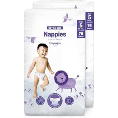 Amazon Ultra Dry Windeln Größe 5 (10-16 kg) MONATSBOX, Weiß, 152 Stück (2 Packungen mit 76) (Früher Unter Der Marke Mama Bear, Identisches Produkt) Amazon Ultra Dry Windeln Größe 5 (10-16 kg) MONATSBOX, Weiß, 152 Stück (2 Packungen mit 76) (Früher Unter Der Marke Mama Bear, Identisches Produkt)
