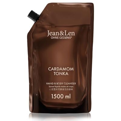 Jean & Len Hand & Body Cleanser Cardamom & Tonka im Nachfüllbeutel, 1,5 L Jean & Len Hand & Body Cleanser Cardamom & Tonka im Nachfüllbeutel, 1,5 L