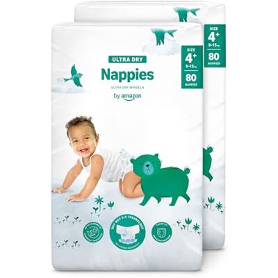 Amazon Ultra Dry Windeln Größe 4+ (9-15 kg) MONATSBOX, Weiß, 160 Stück (2 Packungen mit 80) (Früher Unter Der Marke Mama Bear, Identisches Produkt) Amazon Ultra Dry Windeln Größe 4+ (9-15 kg) MONATSBOX, Weiß, 160 Stück (2 Packungen mit 80) (Früher Unter Der Marke Mama Bear, Identisches Produkt)