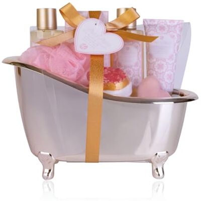 accentra Badeset PRET-A-PORTER in glänzender Badewanne mit Duschgel, Schaumbad, Badesalz, Badebombe, Handcreme, Seife und Netzschwamm, Beauty Wellness Geschenkset für Frauen, Weihnachten accentra Badeset PRET-A-PORTER in glänzender Badewanne mit Duschgel, Schaumbad, Badesalz, Badebombe, Handcreme, Seife und Netzschwamm, Beauty Wellness Geschenkset für Frauen, Weihnachten