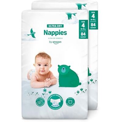 Amazon Ultra Dry Windeln Größe 4 (8-14 kg) MONATSBOX, Weiß, 168 Stück (2 Packungen mit 84) (Früher Unter Der Marke Mama Bear, Identisches Produkt) Amazon Ultra Dry Windeln Größe 4 (8-14 kg) MONATSBOX, Weiß, 168 Stück (2 Packungen mit 84) (Früher Unter Der Marke Mama Bear, Identisches Produkt)