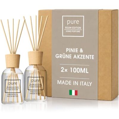 Pure 2X 100ml Pinie & grüne Akzente Raumduft natürliche Inhaltsstoffe, vegan & tierversuchsfrei, Bio-Alkohol, Diffuser mit Stäbchen hergestellt in Italien Pure 2X 100ml Pinie & grüne Akzente Raumduft natürliche Inhaltsstoffe, vegan & tierversuchsfrei, Bio-Alkohol, Diffuser mit Stäbchen hergestellt in Italien